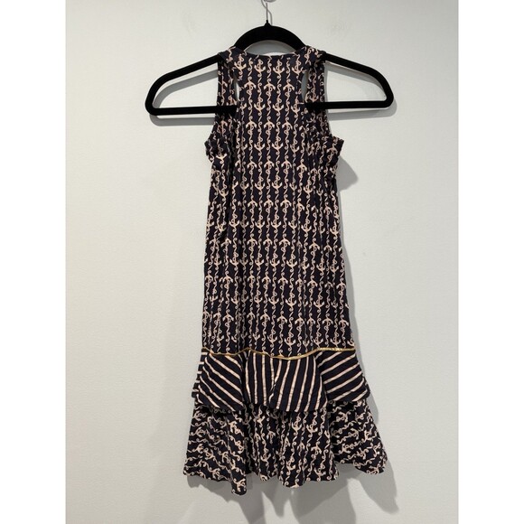 OndadeMar Tank Dress Womens XS Cover Up Stretch Ruffles Nautical Anchor Travel - Picture 2 of 5